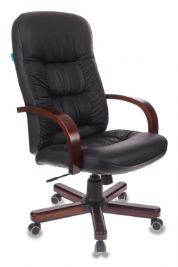 Кресло руководителя Бюрократ T-9908, обивка: кожа, цвет: черный (T-9908/WALNUT)