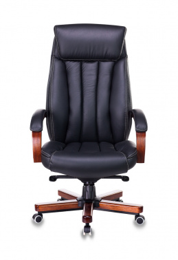 Кресло руководителя Бюрократ T-9922WALNUT, обивка: кожа, цвет: черный (T-9922WALNUT/BLACK)