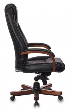 Кресло руководителя Бюрократ T-9923WALNUT, обивка: кожа, цвет: черный (T-9923WALNUT/BLACK)