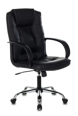 Кресло руководителя Бюрократ T-800N, обивка: кожа, цвет: черный (T-800N/BLACK)