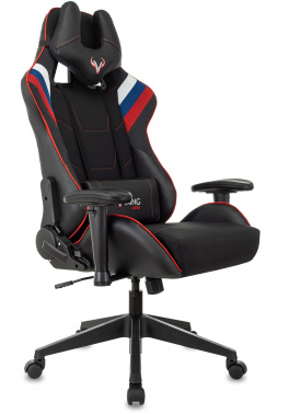 Кресло игровое Zombie VIKING 4 AERO, обивка: ткань/экокожа, цвет: белый/синий/красный (VIKING 4 AERO RUS)