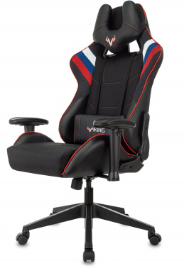 Кресло игровое Zombie VIKING 4 AERO, обивка: ткань/экокожа, цвет: белый/синий/красный (VIKING 4 AERO RUS)