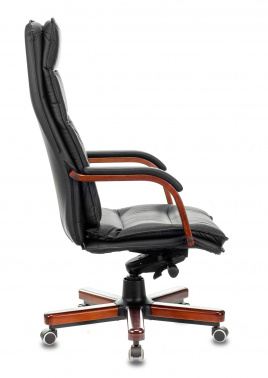 Кресло руководителя Бюрократ T-9927WALNUT, обивка: кожа, цвет: черный (T-9927WALNUT/BLACK)