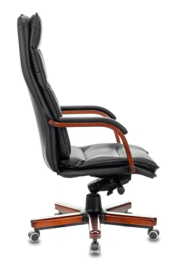 Кресло руководителя Бюрократ T-9927WALNUT, обивка: кожа, цвет: черный (T-9927WALNUT/BLACK)