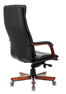 Кресло руководителя Бюрократ T-9927WALNUT, обивка: кожа, цвет: черный (T-9927WALNUT/BLACK)
