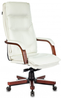 Кресло руководителя Бюрократ T-9927WALNUT, обивка: кожа, цвет: слоновая кость (T-9927WALNUT/IVORY)