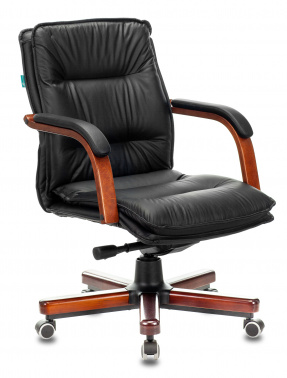 Кресло руководителя Бюрократ T-9927WALNUT-LOW, обивка: кожа, цвет: черный (T-9927WALNUT-LOW/BL)