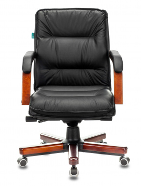 Кресло руководителя Бюрократ T-9927WALNUT-LOW, обивка: кожа, цвет: черный (T-9927WALNUT-LOW/BL)