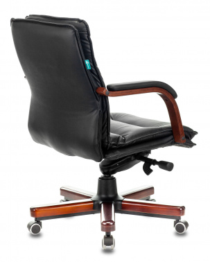 Кресло руководителя Бюрократ T-9927WALNUT-LOW, обивка: кожа, цвет: черный (T-9927WALNUT-LOW/BL)
