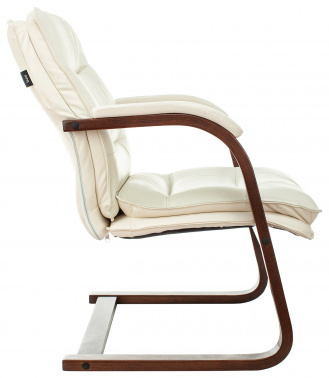 Кресло Бюрократ T-9927WALNUT-AV, обивка: кожа, цвет: слоновая кость (T-9927WALNUT-AV/IV)