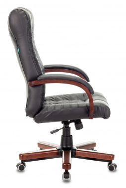 Кресло руководителя Бюрократ KB-10WALNUT, обивка: кожа, цвет: черный (KB-10WALNUT/B/LEATH)