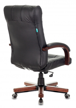 Кресло руководителя Бюрократ KB-10WALNUT, обивка: кожа, цвет: черный (KB-10WALNUT/B/LEATH)