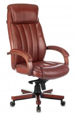Кресло руководителя Бюрократ T-9922WALNUT, обивка: кожа, цвет: светло-коричневый (T-9922WALNUT/CHOK)