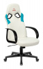 Кресло игровое Zombie RUNNER, обивка: эко.кожа, цвет: белый/голубой (ZOMBIE RUNNER WHITE) от магазина Buro.store