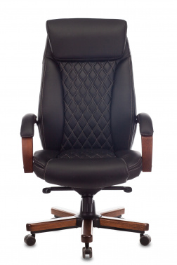 Кресло руководителя Бюрократ T-9924WALNUT, обивка: кожа, цвет: черный (T-9924WALNUT/BLACK)