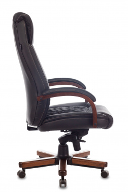 Кресло руководителя Бюрократ T-9924WALNUT, обивка: кожа, цвет: черный (T-9924WALNUT/BLACK)