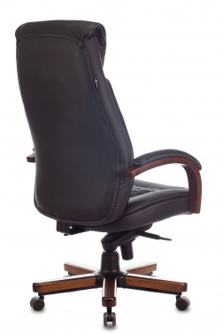 Кресло руководителя Бюрократ T-9924WALNUT, обивка: кожа, цвет: черный (T-9924WALNUT/BLACK)