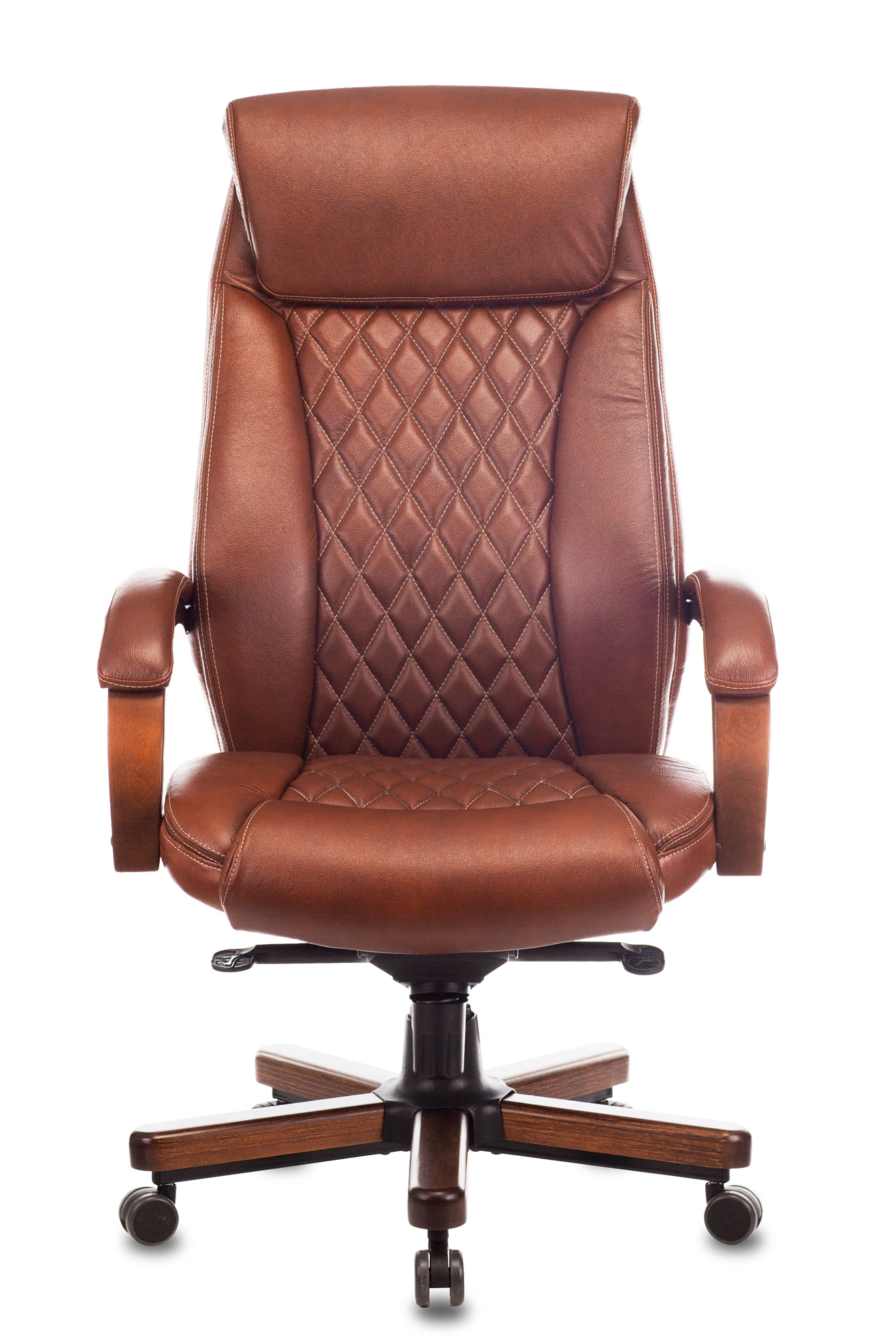 Кресло руководителя Бюрократ T-9924WALNUT, обивка: кожа, цвет: светло-коричневый (T-9924WALNUT/CHOK) от магазина Buro.store