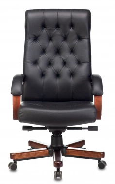 Кресло руководителя Бюрократ T-9928WALNUT, обивка: кожа, цвет: черный (T-9928WALNUT/BLACK)
