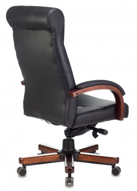 Кресло руководителя Бюрократ T-9928WALNUT, обивка: кожа, цвет: черный (T-9928WALNUT/BLACK)