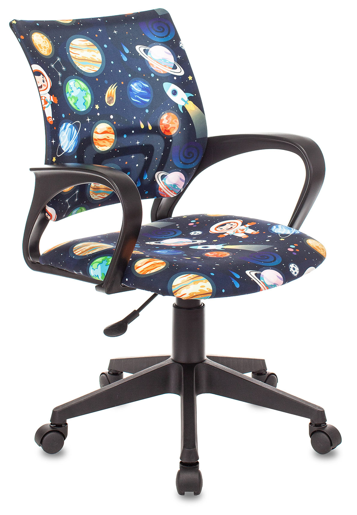 Кресло детское Бюрократ BUROKIDS 1, обивка: ткань, цвет: темно-синий, рисунок космонавт (BUROKIDS 1 SPACEMAN) от магазина Buro.store
