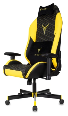 Кресло игровое Knight Neon, обивка: экокожа, цвет: черный/желтый, рисунок соты (KNIGHT NEON YELLOW)