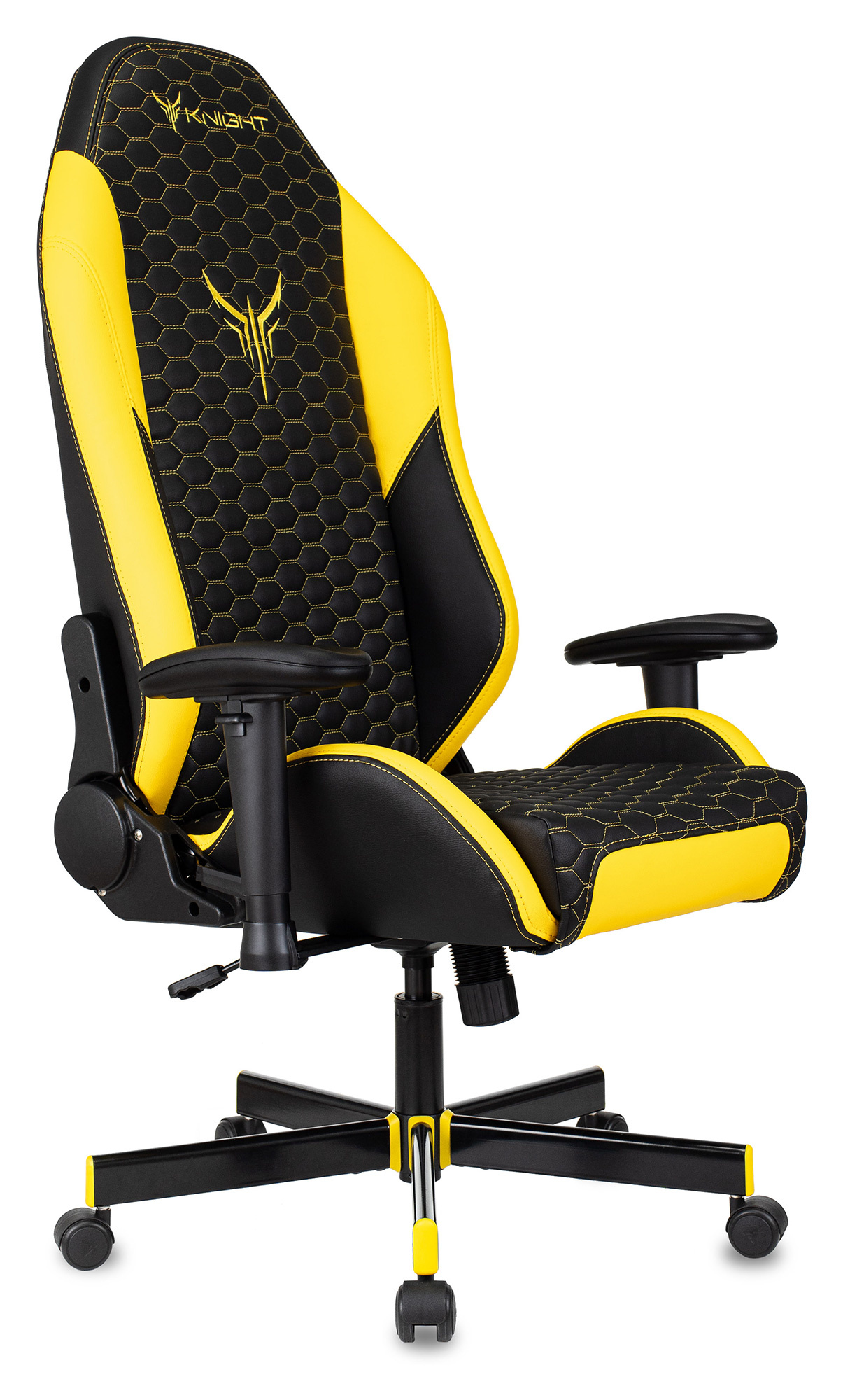 Кресло игровое Knight Neon, обивка: эко.кожа, цвет: черный/желтый, рисунок соты (KNIGHT NEON YELLOW) от магазина Buro.store