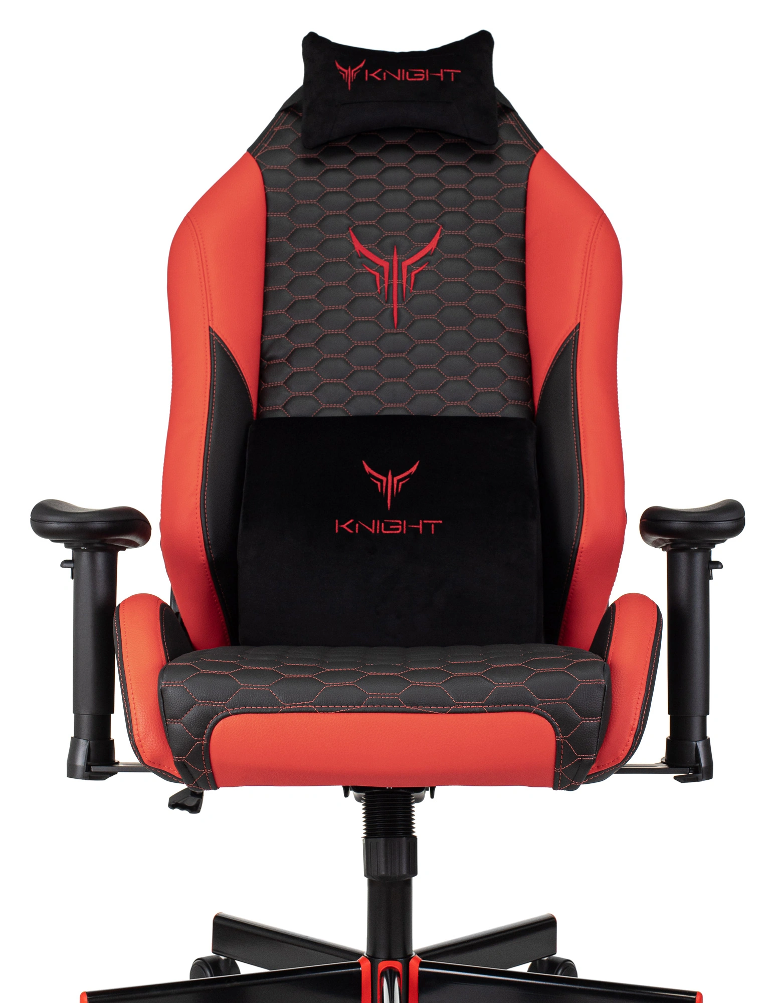 Кресло игровое Knight Neon, обивка: экокожа, цвет: черный/красный, рисунок соты (KNIGHT NEON RED) от магазина Buro.store