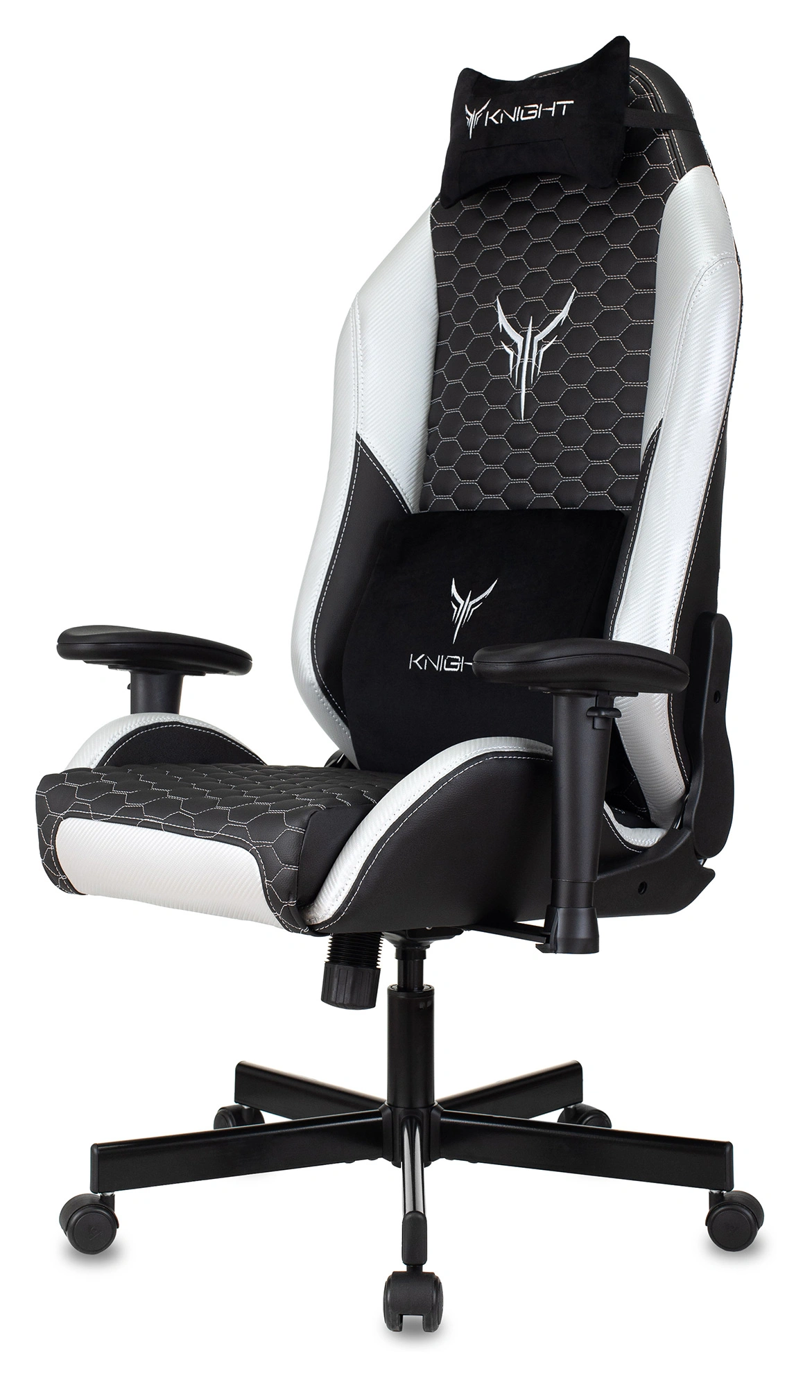 Кресло игровое Knight Neon, обивка: экокожа, цвет: черный/серебряный, рисунок соты (KNIGHT NEON SILVER) от магазина Buro.store