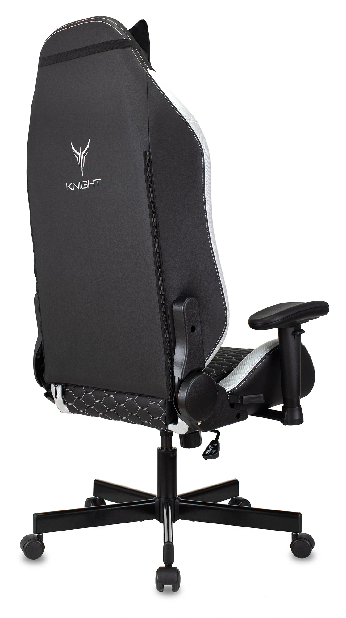 Кресло игровое Knight Neon, обивка: экокожа, цвет: черный/серебряный, рисунок соты (KNIGHT NEON SILVER) от магазина Buro.store
