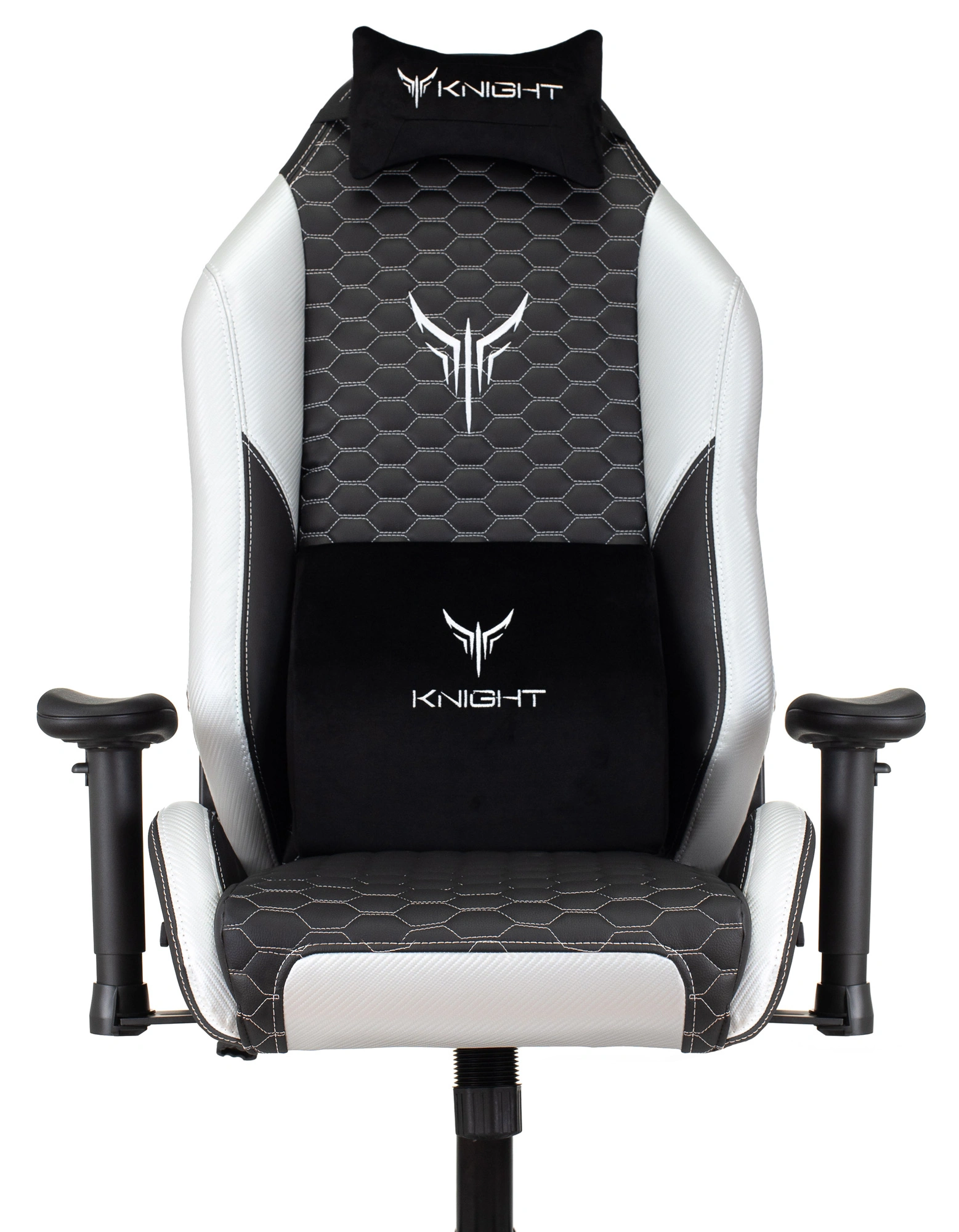 Кресло игровое Knight Neon, обивка: экокожа, цвет: черный/серебряный, рисунок соты (KNIGHT NEON SILVER) от магазина Buro.store