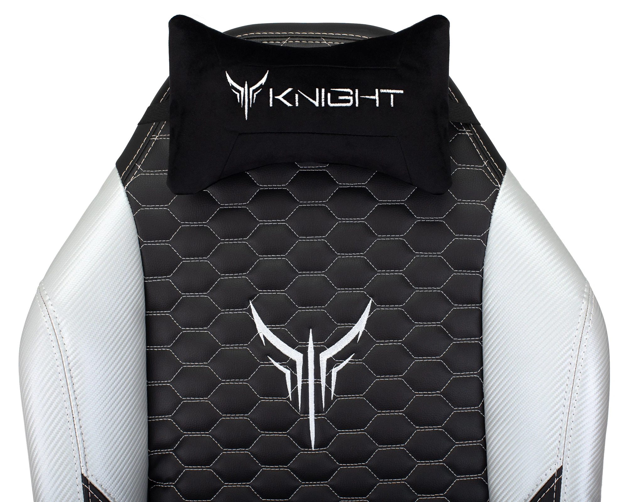 Кресло игровое Knight Neon, обивка: экокожа, цвет: черный/серебряный, рисунок соты (KNIGHT NEON SILVER) от магазина Buro.store