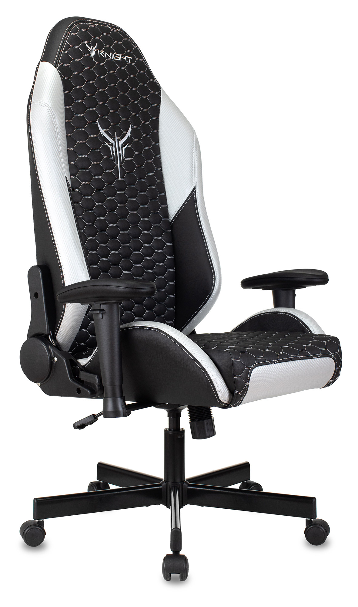 Кресло игровое Knight Neon, обивка: эко.кожа, цвет: черный/серебряный, рисунок соты (KNIGHT NEON SILVER) от магазина Buro.store