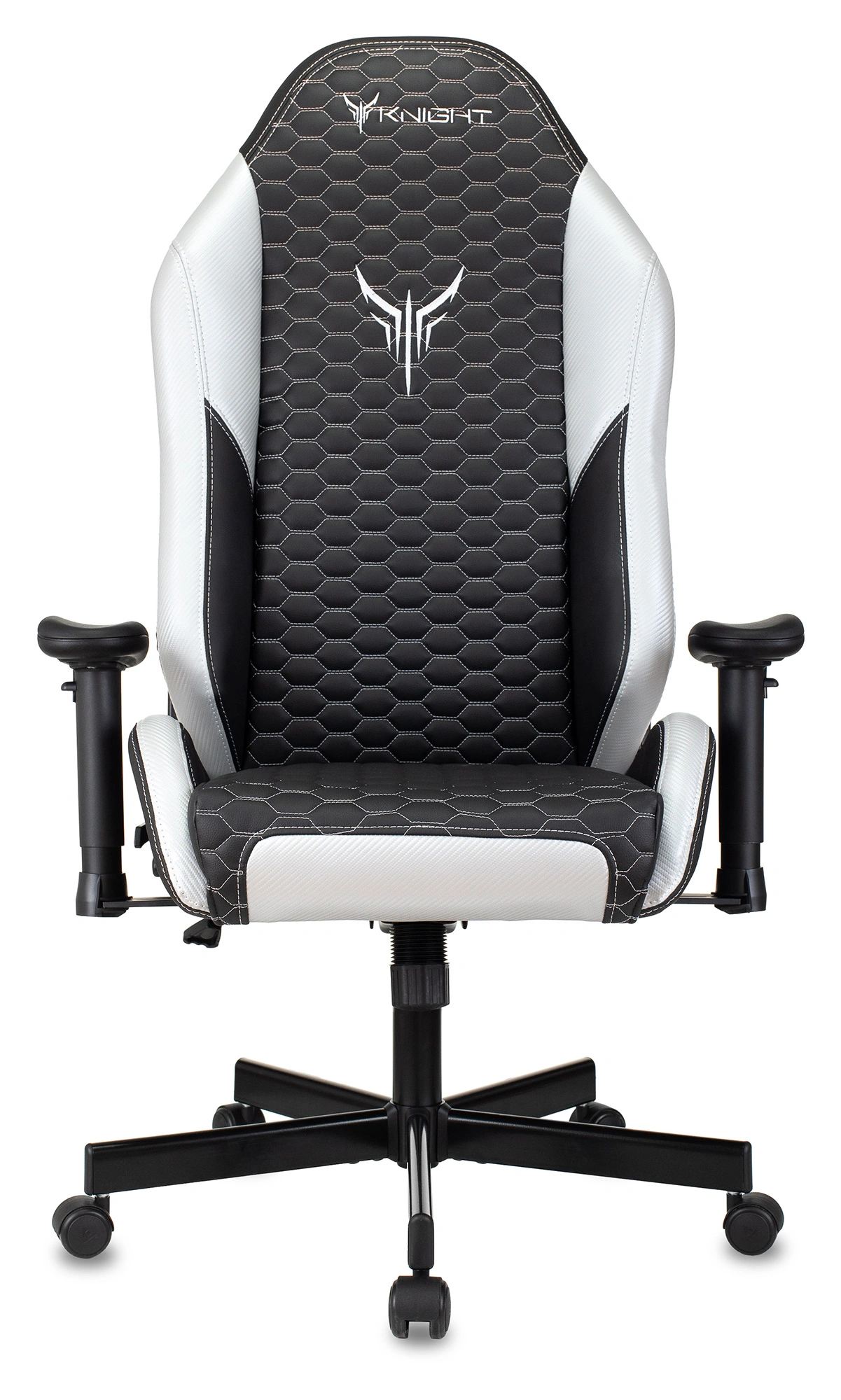 Кресло игровое Knight Neon, обивка: экокожа, цвет: черный/серебряный, рисунок соты (KNIGHT NEON SILVER) от магазина Buro.store