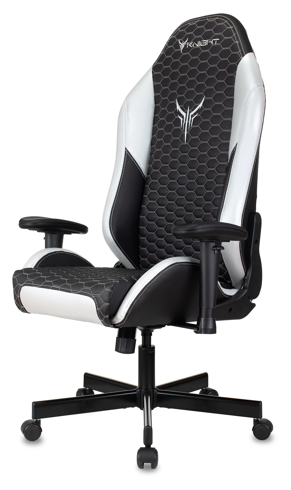 Кресло игровое Knight Neon, обивка: экокожа, цвет: черный/серебряный, рисунок соты (KNIGHT NEON SILVER) от магазина Buro.store