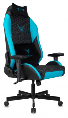 Кресло игровое Knight Neon, обивка: эко.кожа, цвет: черный/голубой, рисунок соты (KNIGHT NEON LBLUE)