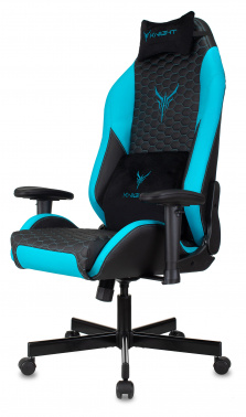 Кресло игровое Knight Neon, обивка: эко.кожа, цвет: черный/голубой, рисунок соты (KNIGHT NEON LBLUE)