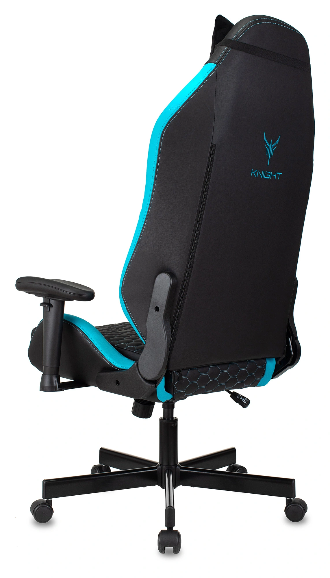 Кресло игровое Knight Neon, обивка: экокожа, цвет: черный/голубой, рисунок соты (KNIGHT NEON LBLUE) от магазина Buro.store