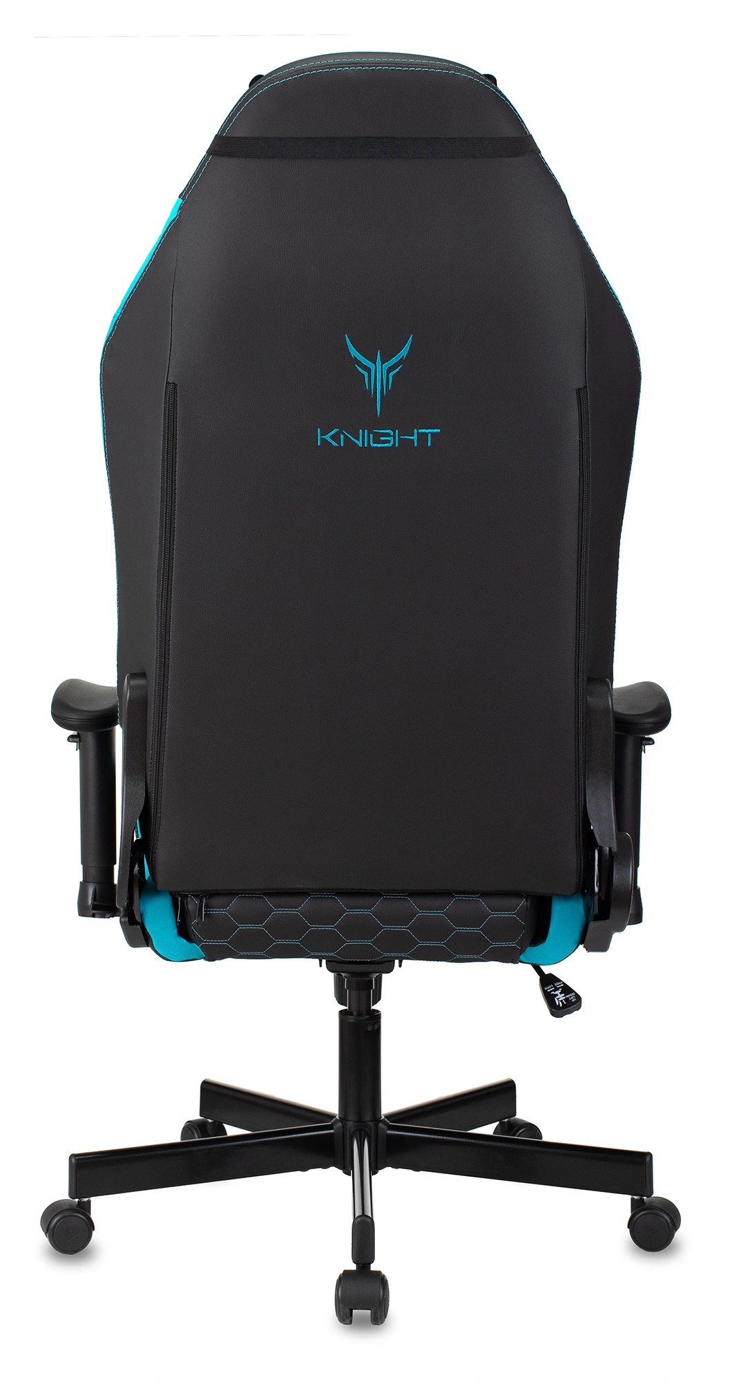 Кресло игровое Knight Neon, обивка: экокожа, цвет: черный/голубой, рисунок соты (KNIGHT NEON LBLUE) от магазина Buro.store
