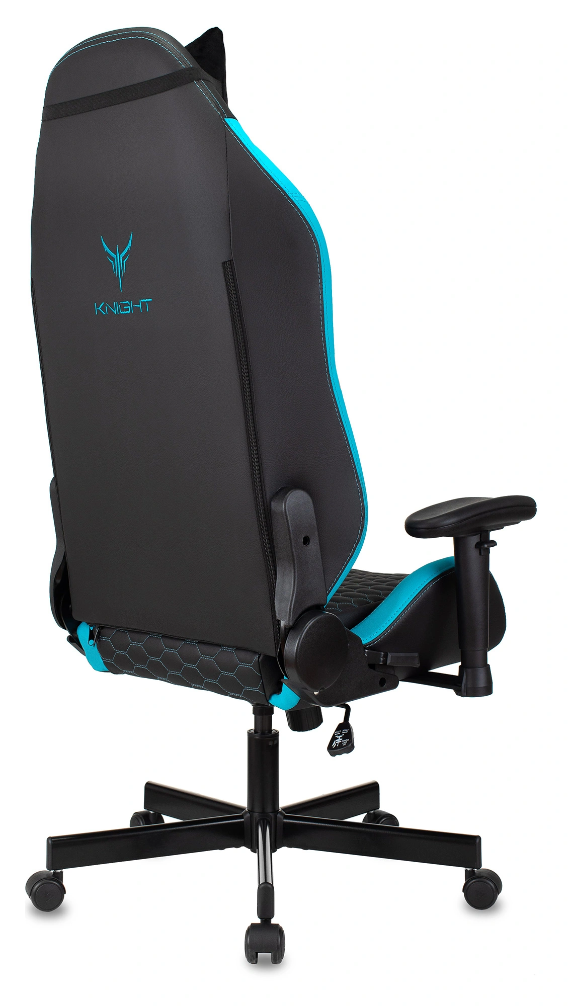 Кресло игровое Knight Neon, обивка: экокожа, цвет: черный/голубой, рисунок соты (KNIGHT NEON LBLUE) от магазина Buro.store