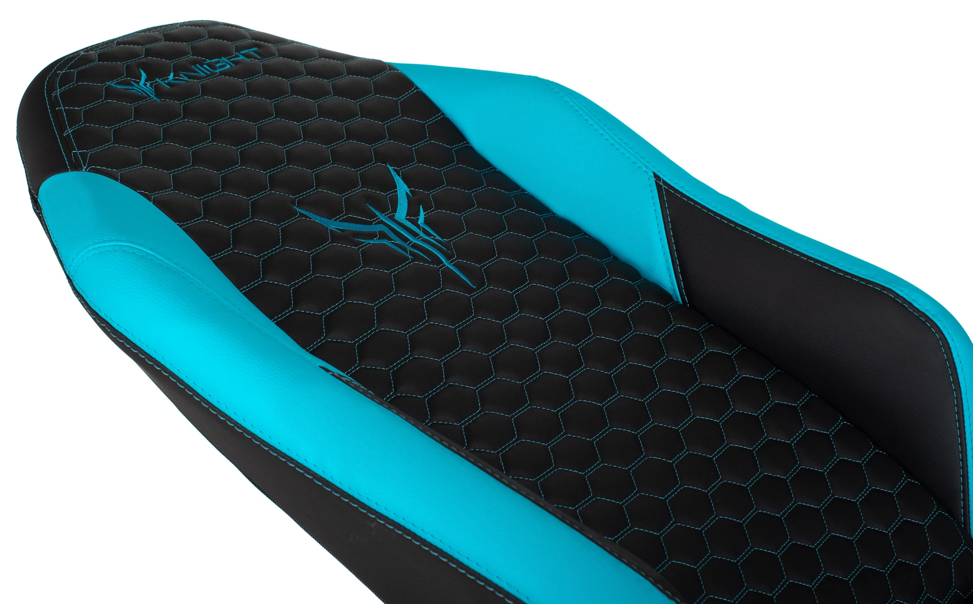 Кресло игровое Knight Neon, обивка: экокожа, цвет: черный/голубой, рисунок соты (KNIGHT NEON LBLUE) от магазина Buro.store