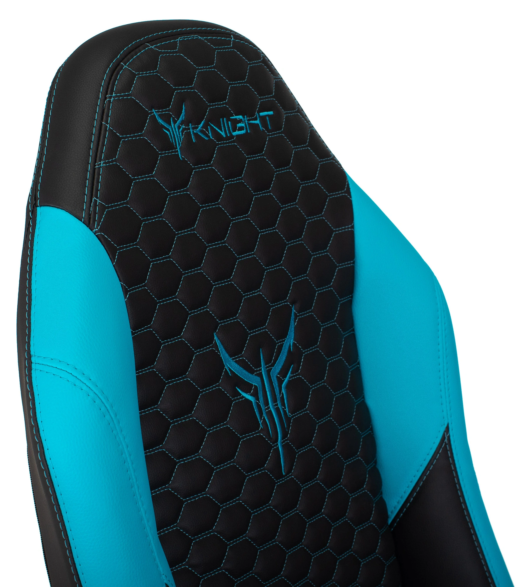 Кресло игровое Knight Neon, обивка: экокожа, цвет: черный/голубой, рисунок соты (KNIGHT NEON LBLUE) от магазина Buro.store
