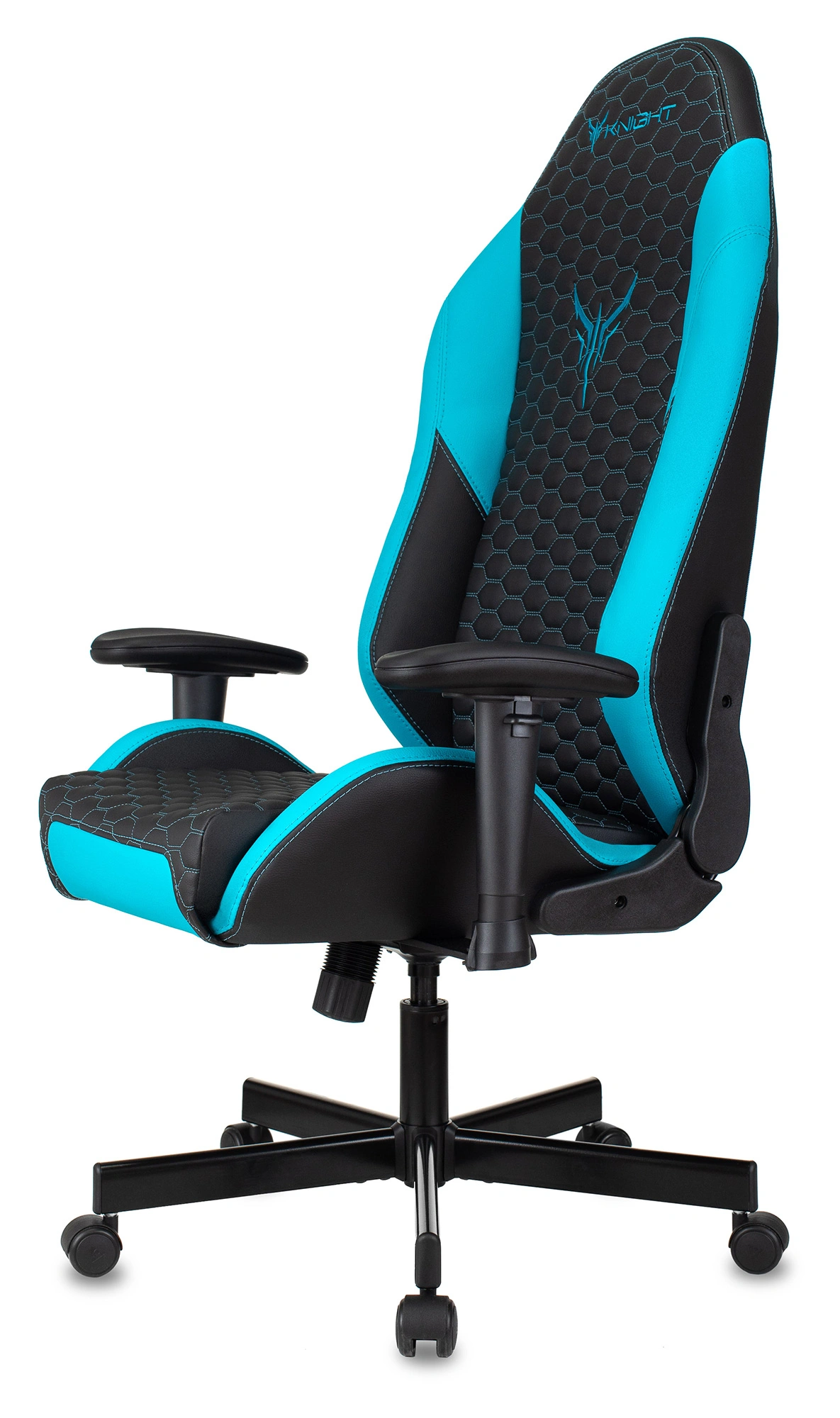 Кресло игровое Knight Neon, обивка: экокожа, цвет: черный/голубой, рисунок соты (KNIGHT NEON LBLUE) от магазина Buro.store