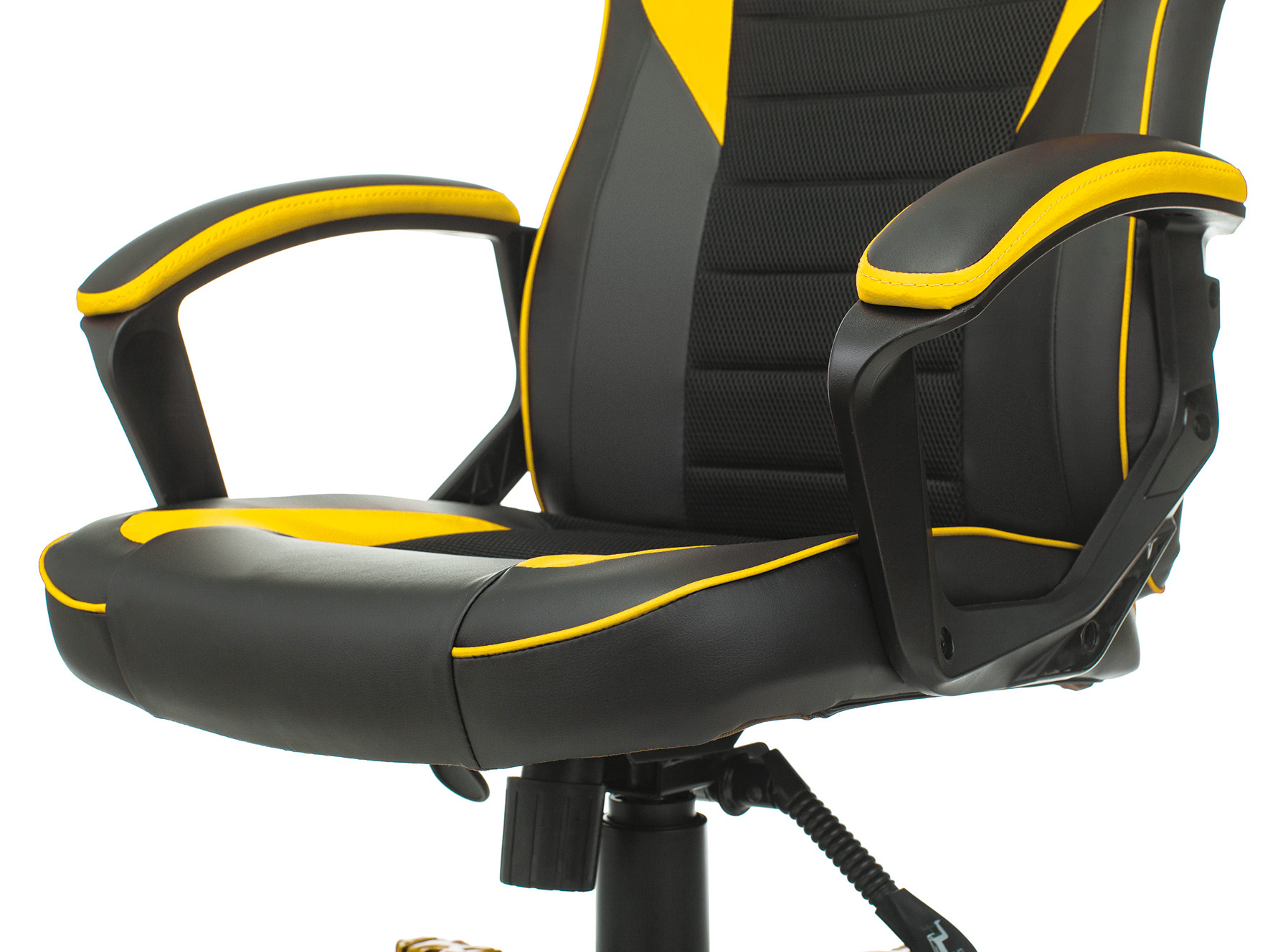 Кресло игровое Zombie GAME 16, обивка: эко.кожа/ткань, цвет: черный/желтый (ZOMBIE GAME 16 YELL) от магазина Buro.store