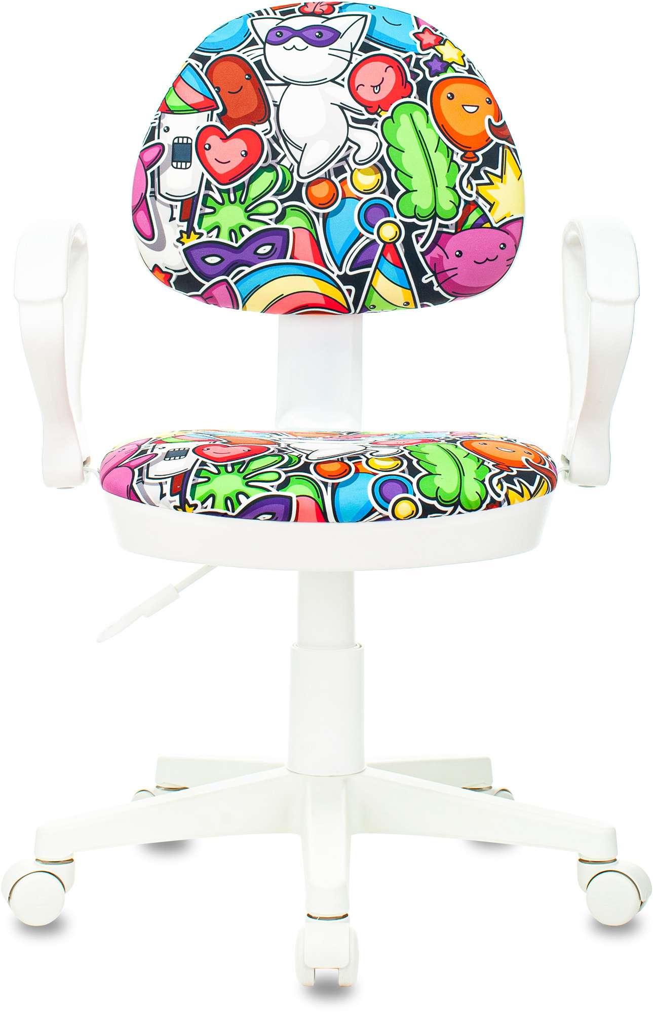 Кресло детское Бюрократ KD-3/WH/ARM, обивка: ткань, цвет: мультиколор, рисунок маскарад (KD-3/WH/ARM/MASKARAD) от магазина Buro.store