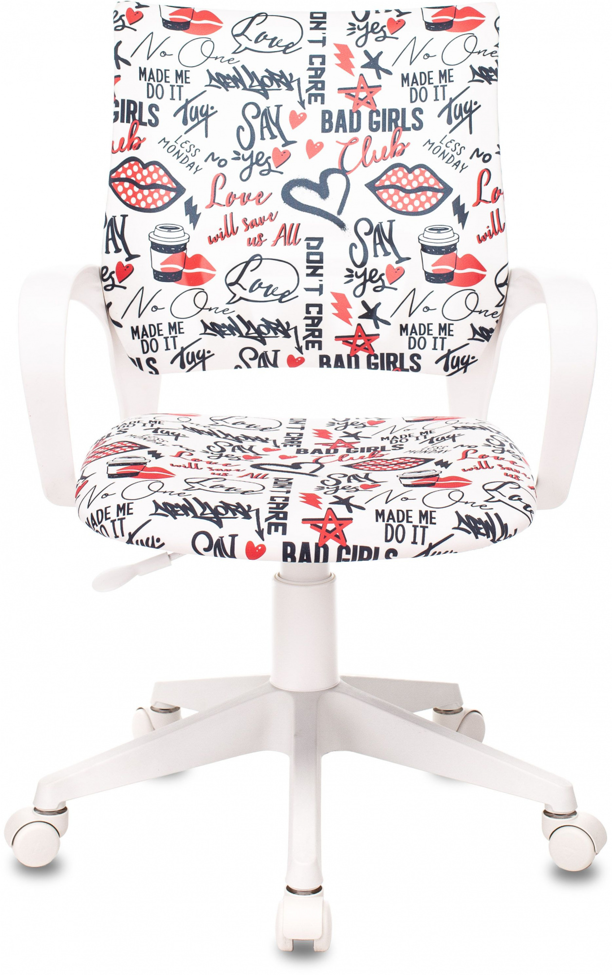 Кресло детское Бюрократ BUROKIDS 1 W, обивка: ткань, цвет: мультиколор, рисунок красные губы (BUROKIDS 1 W-REDLIPS) от магазина Buro.store