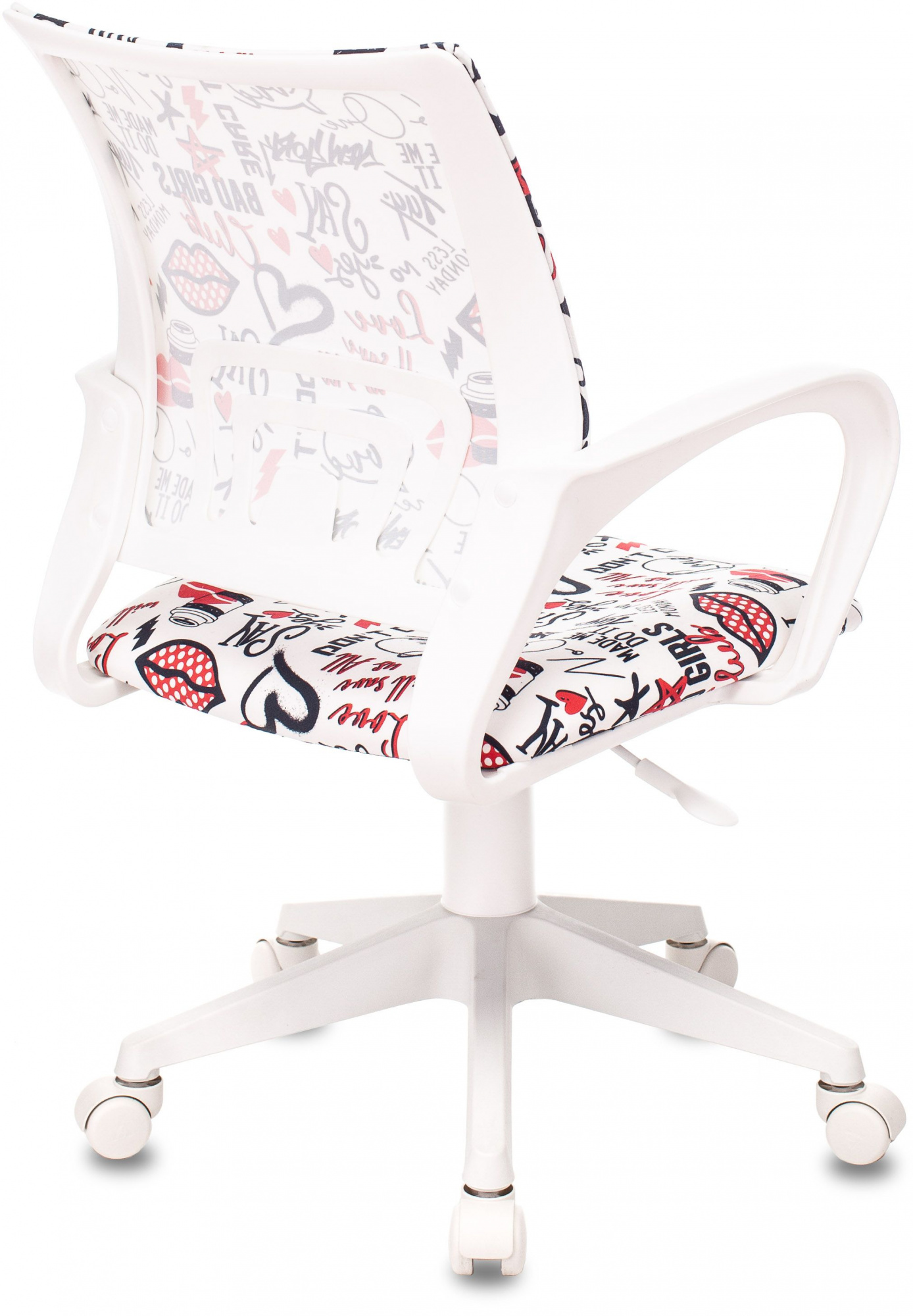 Кресло детское Бюрократ BUROKIDS 1 W, обивка: ткань, цвет: мультиколор, рисунок красные губы (BUROKIDS 1 W-REDLIPS) от магазина Buro.store