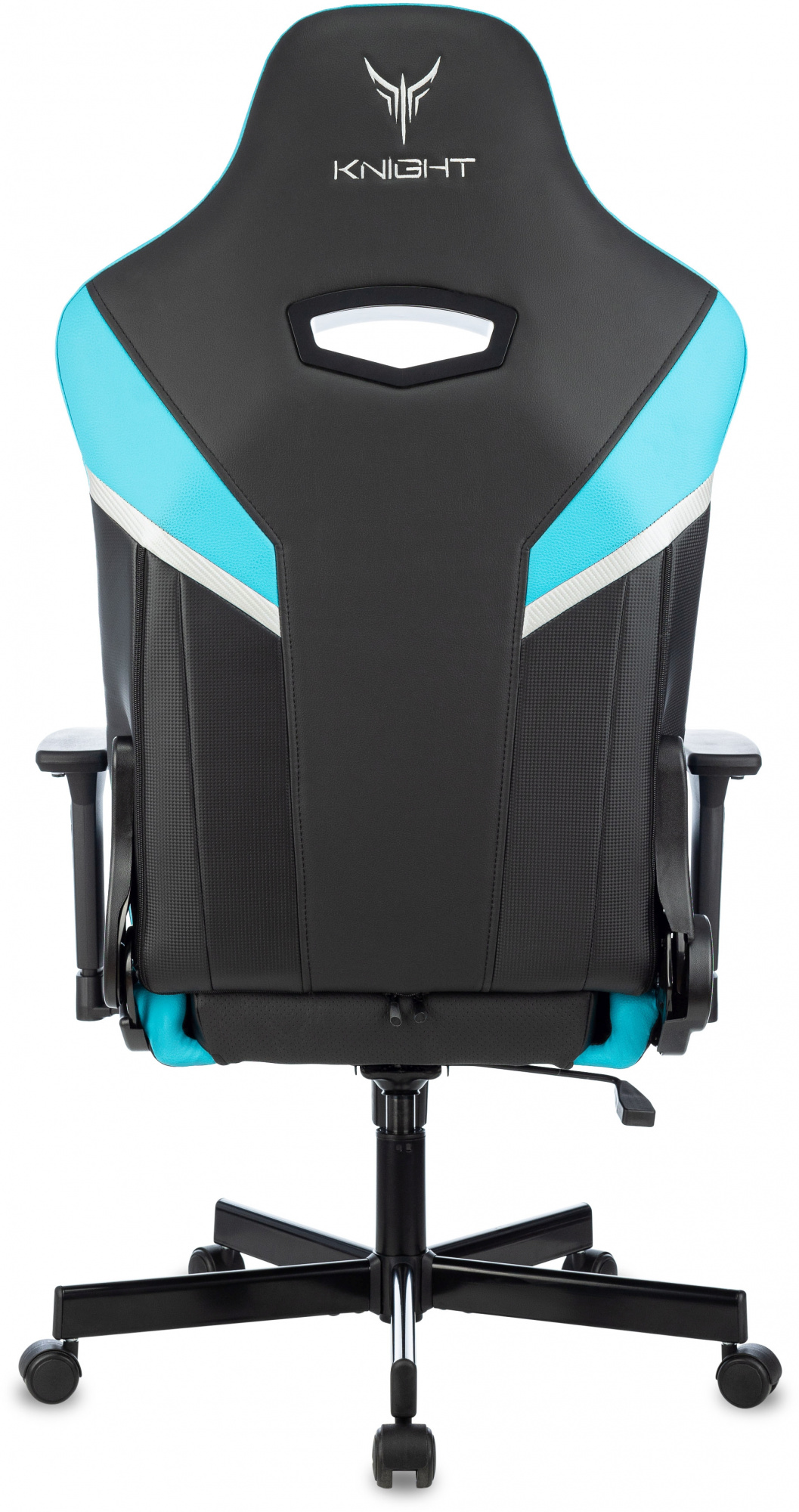 Кресло игровое Knight Thunder 5X, обивка: эко.кожа, цвет: черный/голубой (KNIGHT THUNDER 5X BL) от магазина Buro.store