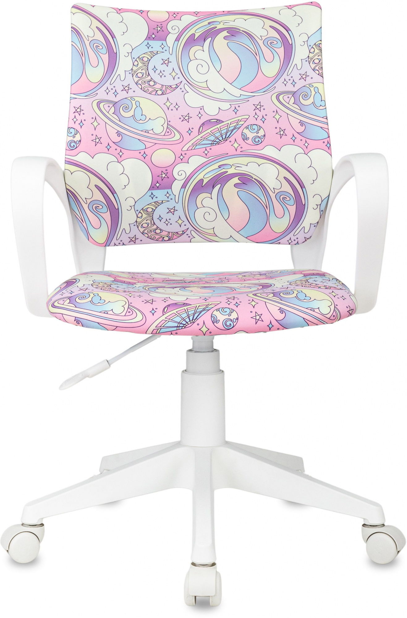 Кресло детское Бюрократ BUROKIDS 1 W, обивка: ткань, цвет: мультиколор, рисунок луна розовая (BUROKIDS 1 W-MOON_PK) от магазина Buro.store
