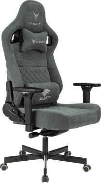 Кресло игровое Knight Hunter, обивка: искусственная замша, цвет: серый (KNIGHT HUNTER ALFA44)
